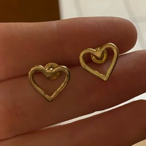 gold heart studs